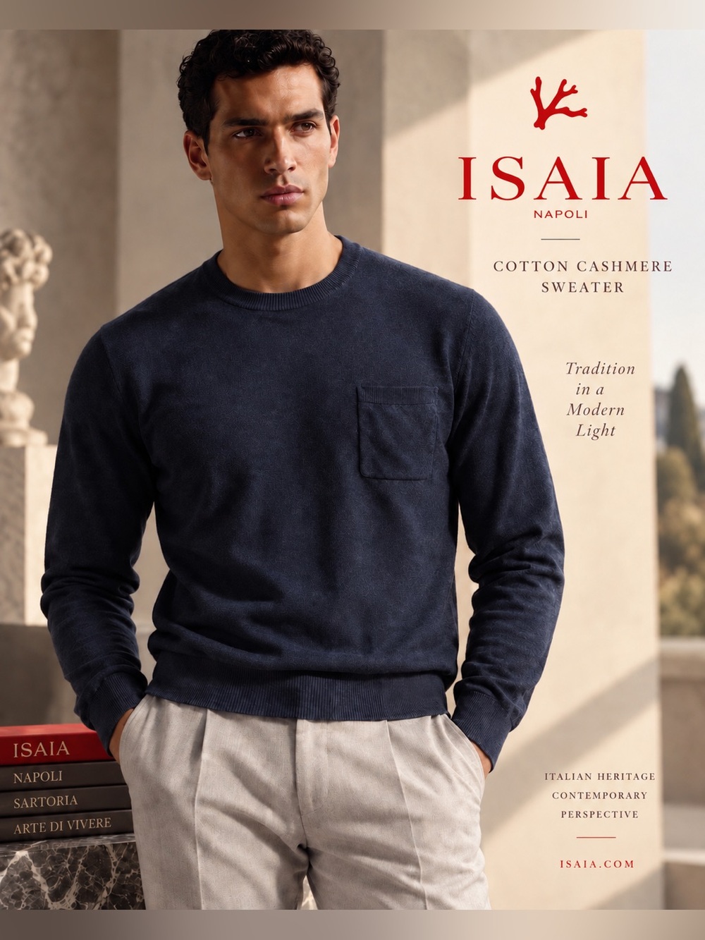 ISAIA Men’s Cashmere Cotton Sweater - M